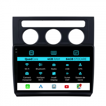 Navigatie Dedicata Volkswagen Touran (2003-2010),QuadCore, 10Inch, 4Gb Ram, 64Gb Stocare, Carplay