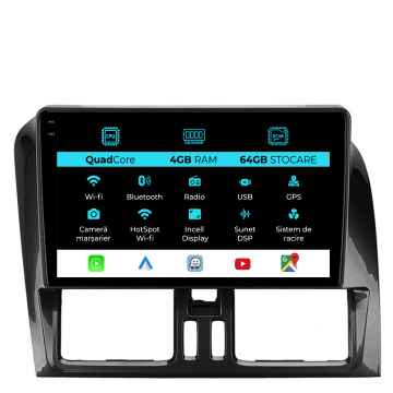 Navigatie Dedicata Volvo Xc60 (2008 - 2017),QuadCore, 9 Inch, 4Gb Ram, 64Gb stocare, Carplay