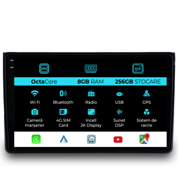 Navigatie Dedicata Audi A4 (2001-2008), 2K, 8Gb Ram, 256Gb Stocare, Carplay