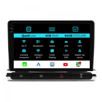 Navigatie Dedicata Citroen C3 Aircross I (2017-2023),QuadCore, 9Inch, 4Gb Ram, 64Gb Stocare, Carplay