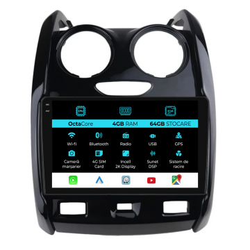 Navigatie Dedicata Dacia Duster (2010-2020), 2K, 4Gb Ram, 64Gb Stocare, Carplay