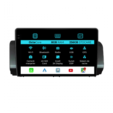 Navigatie Dedicata Dacia Logan Sandero Jogger (2021-2023), 2K, 8Gb Ram, 256Gb Stocare, Carplay