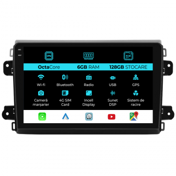 Navigatie Dedicata Fiat Ducato 2020+, 9Inch, 6Gb Ram, 128Gb Stocare, Carplay