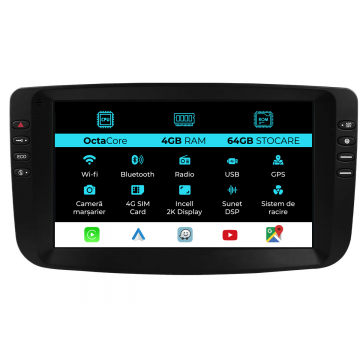 Navigatie Dedicata Fiat Linea, Punto (2012-2018), 2K, 4Gb Ram, 64Gb Stocare, Carplay
