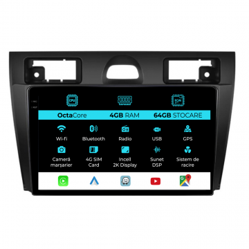 Navigatie Dedicata Ford Fiesta (2006-2011), 2K, 4Gb Ram, 64Gb Stocare, Carplay