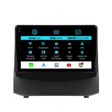 Navigatie Dedicata Ford Fiesta (2009-2017), 2K, 8Gb Ram, 256Gb Stocare, Carplay