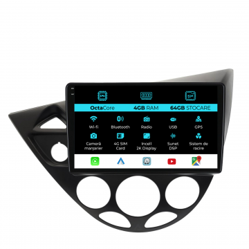 Navigatie Dedicata Ford Focus MK1 (1998-2004), 2K, 4Gb Ram, 64Gb Stocare, Carplay