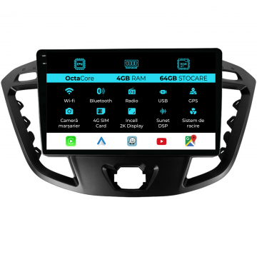 Navigatie Dedicata Ford Transit (2012-2018), 2K, 4Gb Ram, 64Gb Stocare, Carplay