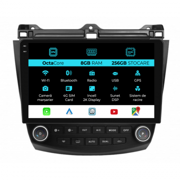 Navigatie Dedicata Honda Accord VII (2003 - 2008), 2K, 8Gb Ram, 256Gb Stocare, Carplay