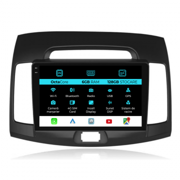 Navigatie Dedicata Hyundai Elantra (2006-2011), 9Inch, 6Gb Ram, 128Gb Stocare, Carplay
