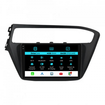 Navigatie Dedicata Hyundai I20 (2014-2020), 2K, 4Gb Ram, 64Gb Stocare, Carplay