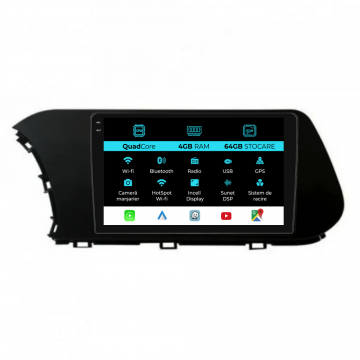 Navigatie Dedicata Hyundai i20 Bayon (2020-2025),QuadCore, 9Inch, 4Gb Ram, 64Gb Stocare, Carplay