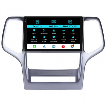 Navigatie Dedicata Jeep Grand Cherokee (2010-2014), 2K, 4Gb Ram, 64Gb Stocare, Carplay