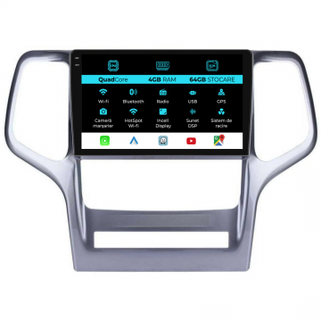 Navigatie Dedicata Jeep Grand Cherokee (2010-2014),QuadCore, 9Inch, 4Gb Ram, 64Gb Stocare, Carplay