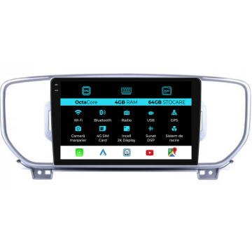 Navigatie Dedicata Kia Sportage (2016-2020), 2K 4Gb Ram, 64Gb Stocare, Carplay