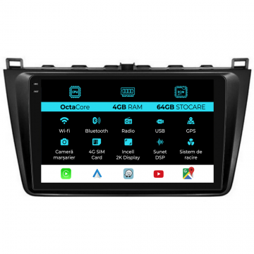 Navigatie Dedicata Mazda 6 (2008-2013), 2K, 4Gb Ram, 64Gb Stocare, Carplay