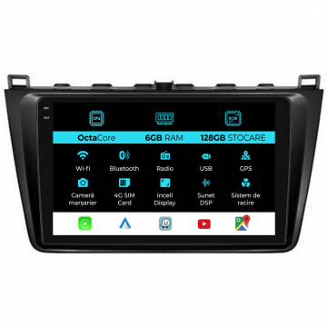 Navigatie Dedicata Mazda 6 (2008-2013), 9Inch, 6Gb Ram, 128Gb Stocare, Carplay
