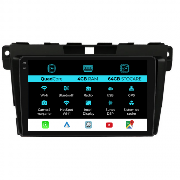 Navigatie Dedicata Mazda CX-7 (2008-2015),QuadCore, 9Inch, 4Gb Ram, 64Gb Stocare, CarPlay