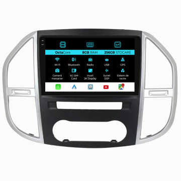 Navigatie Dedicata Mercedes Vito W447 (2014-2021), 2K, 8Gb Ram, 256Gb Stocare, Carplay