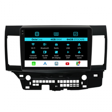 Navigatie Dedicata Mitsubishi Lancer (2007-2013), 2K, 4Gb Ram, 64Gb Stocare, Carplay