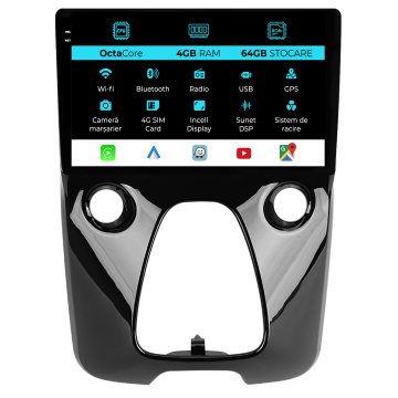 Navigatie Dedicata Peugeot 108 Citroen C1 Toyota Aygo (2014 - 2022), 9Inch, 4Gb Ram, 64Gb Stocare, Carplay