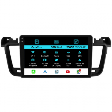 Navigatie Dedicata Peugeot 508 (2010-2018), 2K, 8Gb Ram, 256Gb Stocare, Carplay
