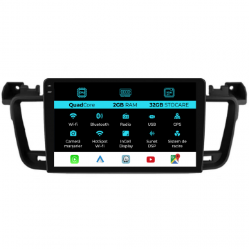 Navigatie Dedicata Peugeot 508 (2010-2018), 9Inch, 2Gb Ram, 32Gb Stocare, Carplay