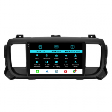 Navigatie Dedicata Peugeot Expert   Citroen Jumpy 3 (2016-2021), 2K, 4Gb Ram, 64Gb Stocare, Carplay