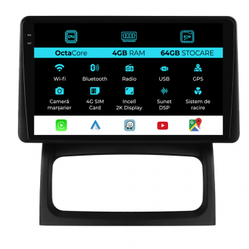 Navigatie Dedicata Renault Clio 2 (1998-2012), 2K, 4Gb Ram, 64Gb Stocare, Carplay