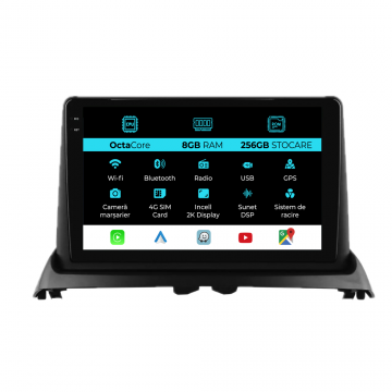 Navigatie Dedicata Renault Clio 2 (1998-2012), 2K, 8Gb Ram, 256Gb Stocare, Carplay