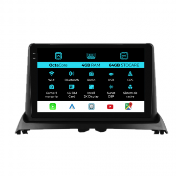 Navigatie Dedicata Renault Clio 2 (1998-2012), 9Inch, 4Gb Ram, 64Gb Stocare, Carplay