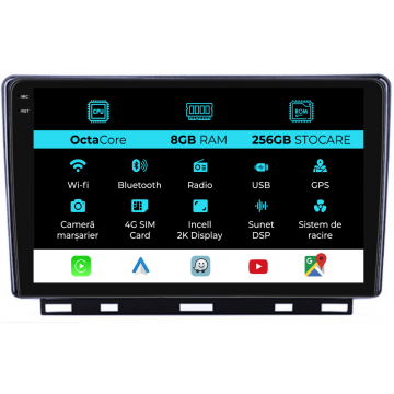 Navigatie Dedicata Renault Clio 5 (2019-2024), 2K, 8Gb Ram, 256Gb Stocare, Carplay