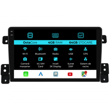 Navigatie Dedicata Suzuki Grand Vitara 3 (2005-2015), 2K, 4Gb Ram, 64Gb Stocare, Carplay