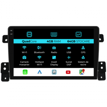 Navigatie Dedicata Suzuki Grand Vitara 3 (2005-2015),QuadCore, 9Inch, 4Gb Ram, 64Gb Stocare, Carplay