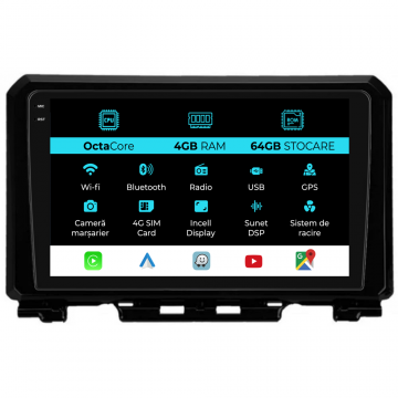 Navigatie Dedicata Suzuki Jimny (2018-2023), 9Inch, 4Gb Ram, 64Gb Stocare, Carplay