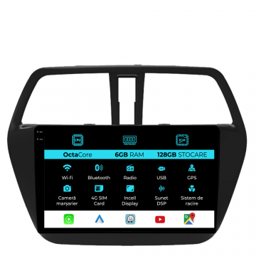 Navigatie Dedicata Suzuki S-Cross (2012-2016), 9Inch, 6Gb Ram, 128Gb Stocare, Carplay