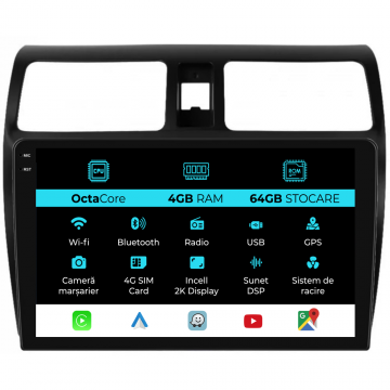 Navigatie Dedicata Suzuki Swift (2003-2010), 2K, 4Gb Ram, 64Gb Stocare, Carplay