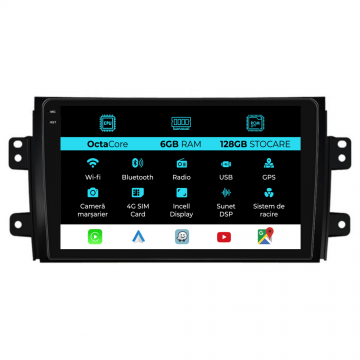 Navigatie Dedicata Suzuki SX4 (2006-2012), 9Inch 6Gb Ram, 128Gb Stocare, Carplay