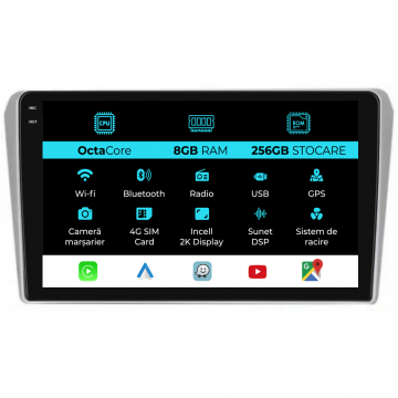 Navigatie Dedicata Toyota Avensis (2002-2008), 2K, 8Gb Ram, 256Gb stocare, Carplay