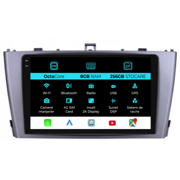 Navigatie Dedicata Toyota Avensis (2008-2015), 2K, 8Gb Ram, 256Gb Stocare, Carplay