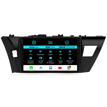 Navigatie Dedicata Toyota Corolla (2013-2019), 2K, 8Gb Ram, 256Gb Stocare, Carplay