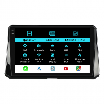 Navigatie Dedicata Toyota Corolla (2019-2025),QuadCore, 10Inch, 4Gb Ram, 64Gb Stocare, Carplay