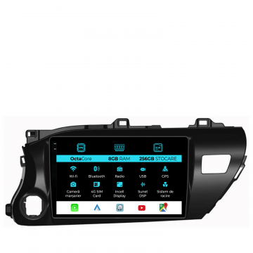 Navigatie Dedicata Toyota Hilux 2015+, 10Inch, 8Gb Ram, 256Gb Stocare, Carplay