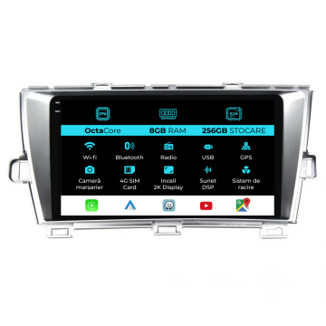 Navigatie Dedicata Toyota Prius W3 (2009-2015), 2K, 8Gb Ram, 256Gb Stocare, Carplay