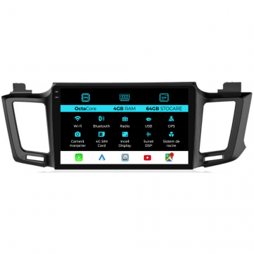 Navigatie Dedicata Toyota Rav 4 (2012-2018), 10 Inch, 4Gb Ram, 64Gb Stocare, Carplay