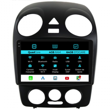 Navigatie Dedicata Volkswagen New Beetle (2004-2011),QuadCore, 9Inch, 4Gb Ram, 64Gb Stocare, Carplay