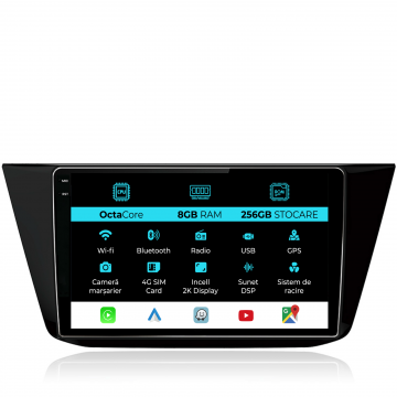 Navigatie Dedicata Volkswagen Tiguan (2016-2023), 2K, 8Gb Ram, 256Gb Stocare, Carplay