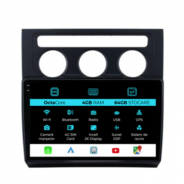 Navigatie Dedicata Volkswagen Touran (2003-2010), 2K, 4Gb Ram, 64Gb Stocare, Carplay