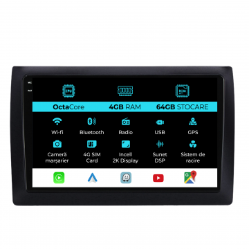 Navigatie Dedicata Fiat Stilo (2001-2011), 2K, 4Gb Ram, 64Gb Stocare, Carplay