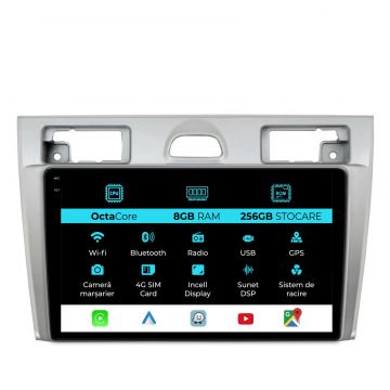 Navigatie Dedicata Ford Fiesta (2006-2011), 9Inch, 8Gb Ram, 256Gb Stocare, Carplay